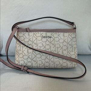 Calvin Klein Beige and Pink Crossbody Bag